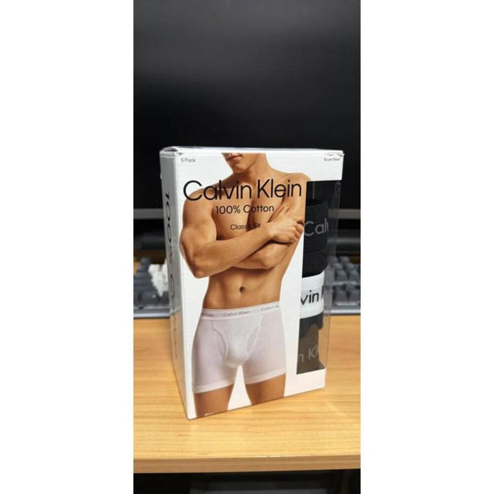 Calvin Klein Men’s Boxer Briefs 100% Cotton Classic Fit Black Size S 4 Pack
